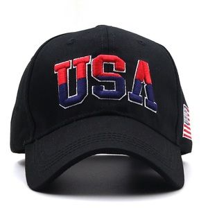 🇺🇸USA Red White & Blue Embroidered Letters & American Flag Hat!